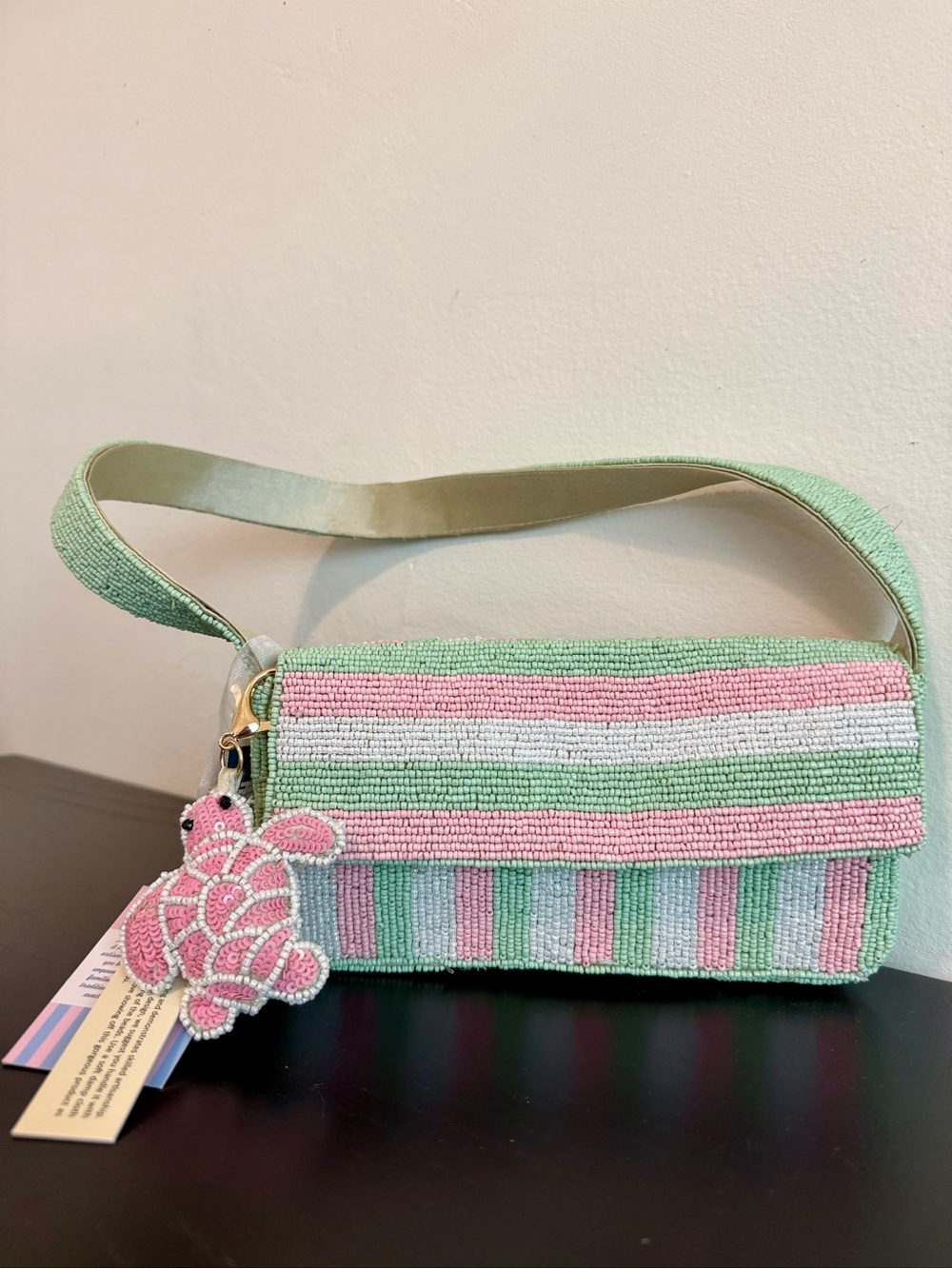 *Viral* Beaded Pastel Pink & Mint Green Shoulder Bag